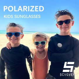 SCVGVER Kids Sunglasses, Toddler Polarized Sunglasses with Strap, TPEE Flexible Rubber Shades for Girls Boys Age 3-8