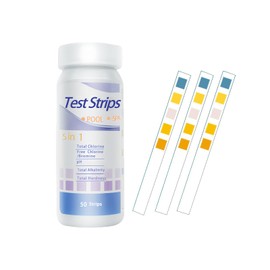 50Pcs Hot Tub 5 In 1 Test Strips, pH Test Strips, PH Tester for Drinking Water, Pool Water Testing Kit for Chlorine, Bromine, Hardness, PH and Total Alkalinity