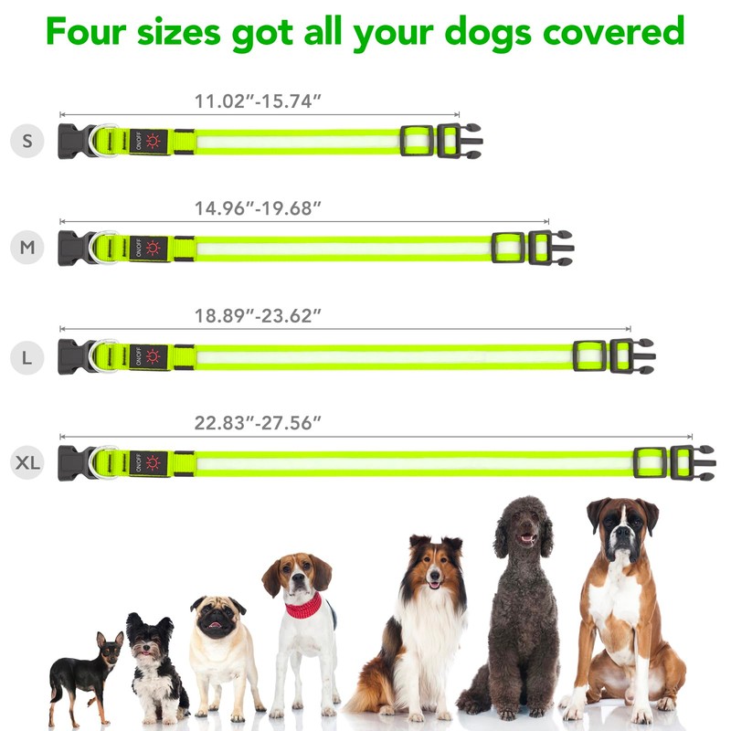 VIZPET Vizpet LED Dog Collar, Light Up Dog Collar Adjustable