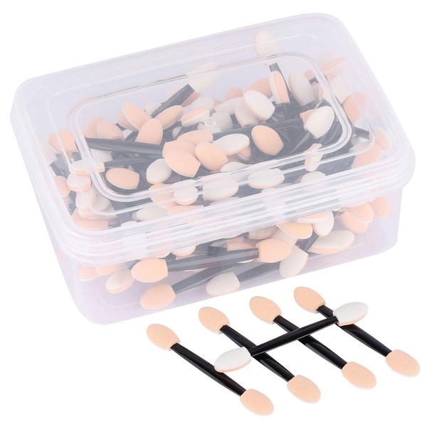 150 Eye Shadow Applicator Disposable Foam Makeup Brush Sponge Tipped Oval Eyeshadow Applicators Dual Sides with A Box