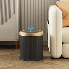 stonespace Automatic Bathroom Trash Can, Motion Sensor Trash Can Bathroom, Touchless Small Trash Can for Toilet, Office, Bedroom, 2.8 Gallon, Black