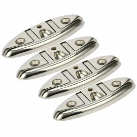 Amarine Made 4PCS 6 Inch Marine Boat Dock Mooring Cleat Flip Up Stainless Steel Folding Cleat