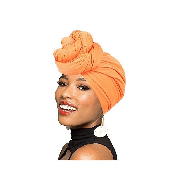 Head Wraps fÃ¼r Frauen â afrikanischer Kopftuch, Turban, langes Haar, Kopftuch, weiches Stretch-Kopfband, Orange, EinheitsgrÃ¶Ãe