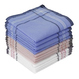 Ghopy 12 PCS Mens Handkerchiefs 100% Soft Cotton Handkerchiefs Pocket Squares Hankies for Wedding Party Any Occasion, Checkered Pattern 38x38cm/15x15