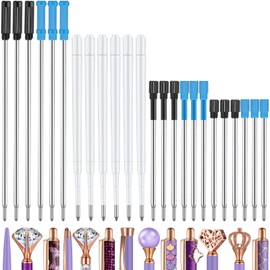 Colarr 24 Pcs Replaceable Ink Pen Refills 1 mm Medium Tip for Crystal Diamond Liquid Glitter Fancy Pens(Black)