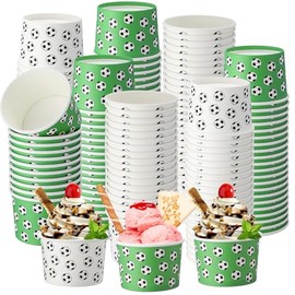 Honeydak 200 Pack Soccer Ball Ice Cream Cups Bulk 5 oz Small Disposable Treat Paper Cups Dessert Yogurt Bowls Snacks Sundae Yogurt Container for Summer Ice Cream Wedding Birthday Party Supplies
