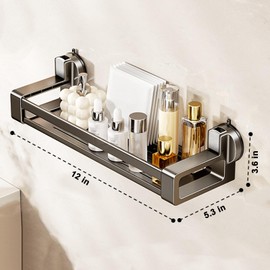 ONXE Shower Caddy Suction Cup,No Drilling Removable Shower Shelves,Heavy Duty Shower Organizer and Storage with Large Capacity,Rack for Bathroom Accessories Decor (1 Caddy, 12 inch)