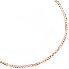 Round Bezel Tennis Necklace | 14K Yellow Gold Bezel Set Round CZ Chain Necklace 3 Carat | Classic Round-Cut Diamond Necklace CZ Tennis | Bridal Jewelry | Wedding Necklace | Bridal Necklace | Layering