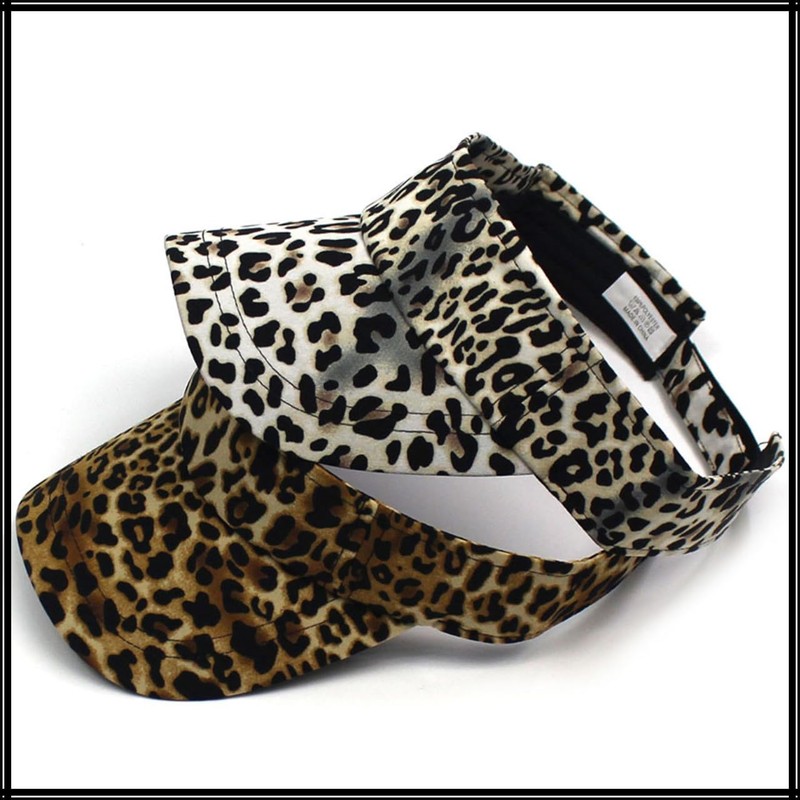 White Fang CZ296 Visor, Leopard Pattern, Sun Visor, Golf, Running,