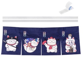 CoolChange Japanese Maneki Neko Door Curtain 85 x 30 cm Fabric Door Noren Asian Waving Cat