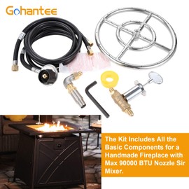 Fire Ring Burner Valve Assembly Kit, 12 inch Stainless Steel Fire Pit Installation Kit for Propane Gas, Replacement Parts for Propane Gas Fire Pit, Outdoor Fireplaces 90000 BTU