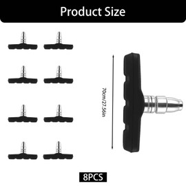 8 Stück V-Brake Bremsbeläge, 70mm Bremsklötze kompatibel mit Fahrräder, kompatibel mit Shimano, Tektro, Avid, Sram, Bremsbeläge für zuverlässige Bremsleistung und Sicherheit auf Allen Fahrten