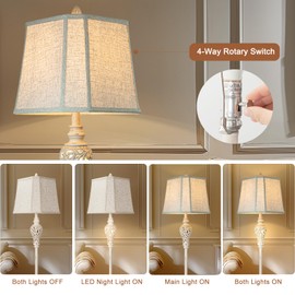 Rustic Floor Lamp 65'' Tall with Nightlight Cut Corner Linen Fabric Shade Vintage Standing Lamp for Living Room, Bedroom, Office, House (Bulb Included)