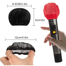 SENENQU Pack of 400 Disposable Microphone Covers, Antibacterial Microphone Cover, Microphone Cover for Most Portable Microphones, Karaoke, Concerts, Karaoke Recordings - Red, Yellow and Black