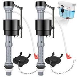 Houpeoro Universal Toilet Repair Kit for Inside Tank – Includes Adjustable Fill Valve & 2-Inch Flapper, Quiet & Easy Installation (Black, 2-Pack)