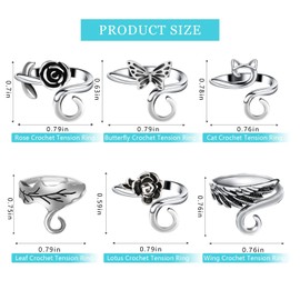 DTOFOOT 6pcs Crochet Tension Rings for Crocheting Yarn Guide Tension Ring for Finger Yarn Crochet Ring Knitting Accessories for Crochet Mother Grandma Gifts with Box