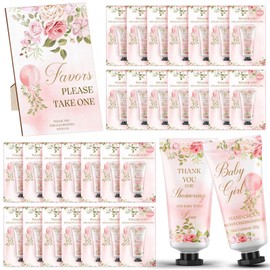 Dansib 30 Pack It's a Girl Baby Shower Hand Cream Baby Shower Games Prizes Party Favors with 1 Wooden Stand for Guests for Gender Reveal Souvenirs, Gift Bags Stuffers