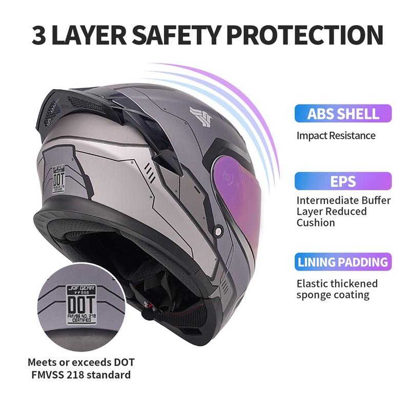 JQF Gear Modular Motorcycle Helmet Dual Visor Flip Up Full