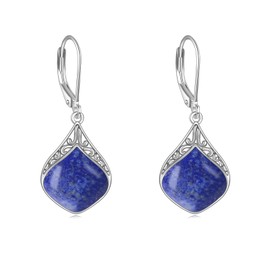 Lapis Lazuli Teardrop Earrings Sterling Silver Filigree Irish Celtic Teardrop Drop Earrings Lapis Dangle Earrings Jewelry Christmas Gifts For Women