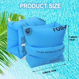 2 Pairs Inflatable Swimming Armbands, Kids Swim Arm Bands Float Roll up Sleeves Pool Learning Swim Training Aids Float Swimming Ring for Boys Girls and Adults (Blue)
