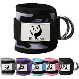 Slim Panda 1 Pair of Fitness Foot Straps Cable Pull, Ankle Straps, Adjustable Foot Cuffs Cable Pull with Double D-Rings and Neoprene Support
