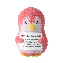 TOYMIS Funny Positive Penguin, Mini Cute Pocket Penguin Crochet Doll Potato Knitted Penguin Toy Emotional Support Penguin with Cheer Up Inspirational Card Creative Gifts for Birthday Party Decoration