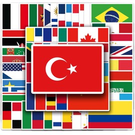 Nationale Flaggen Aufkleber, 105 Stück Aufkleber Nationalflaggen, Wasserdichte Vinyl Sticker, Länder Aufkleber, für Laptop Motorrad Fahrrad Skateboard Gepäck, Mehrfarbig, 5.5-8.5cm