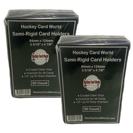 Hockey Card World Oversize 84mm x 124mm Semi Rigid Holders 50ct Pack x 2 = 100 Holders