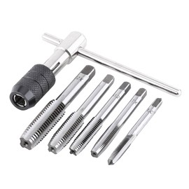 Tap, 6 Piece Tap Set M6-M12 Bearing Steel Taps with T-shaped Wrench for Tapping Hand Tool Kit, Taps and Dies