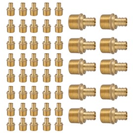 GUOFIS (Pack of 50) PEX 1/2" x 1/2" NPT Male Threaded Adapter,Brass Pex Crimp Adapters Fitting for PEX Pipes in Plumbing Jobs