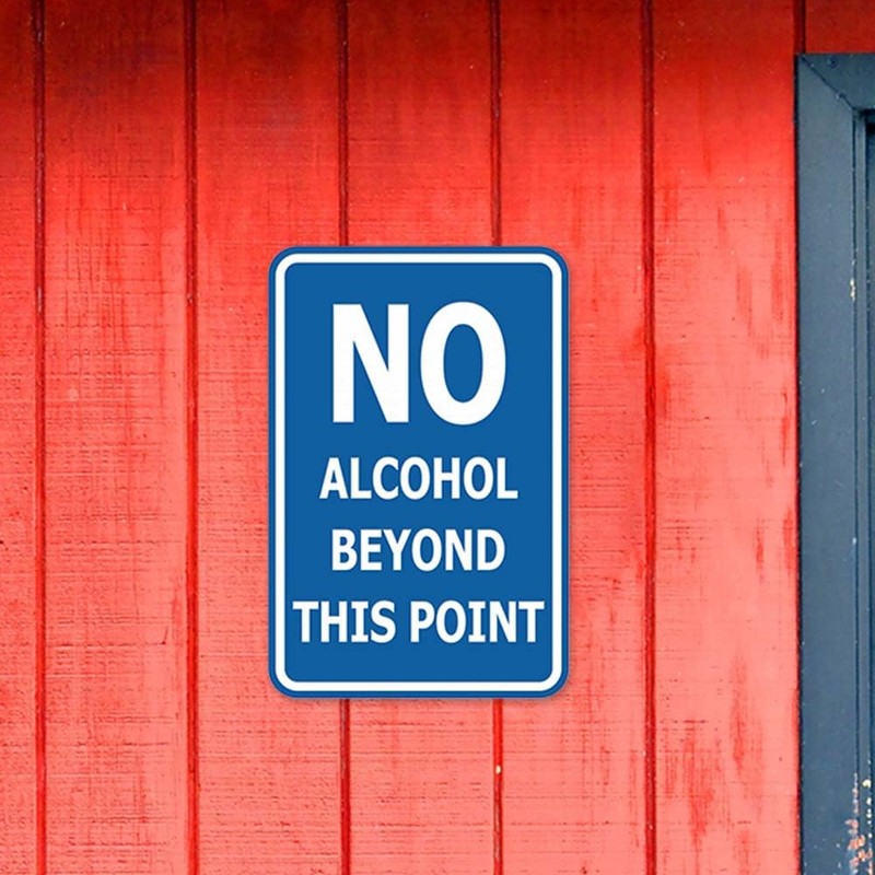 Signs ByLITA Portrait Round no Alcohol Beyond This Point Sign