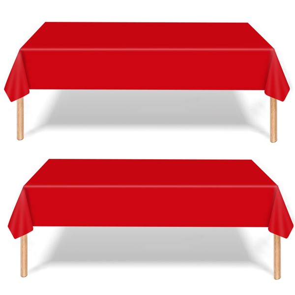 2Pcs Classy Red 137*274cm Disposable Tablecloth Decorations for Kids Christmas,