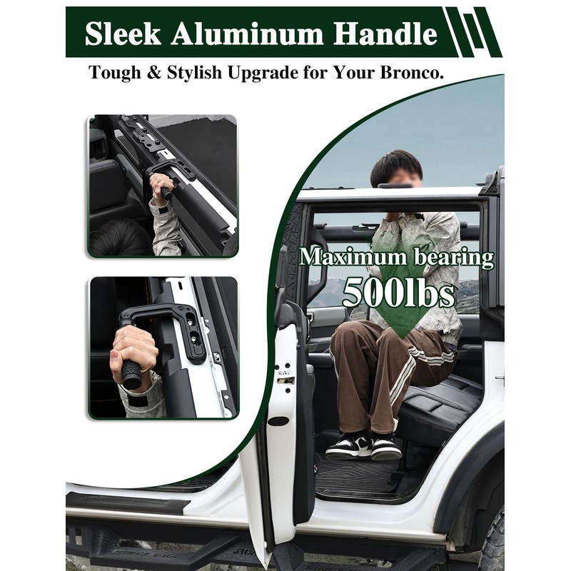 JROAD Bronco Aluminum Grab Handles Roll Bar Non-Slip Grip HandlesCompatible