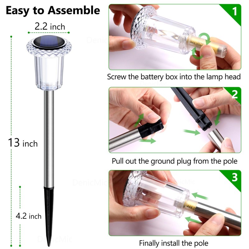 DenicMic Solar Lights Outdoor 10 Pack Waterproof Christmas Lights Outdoor
