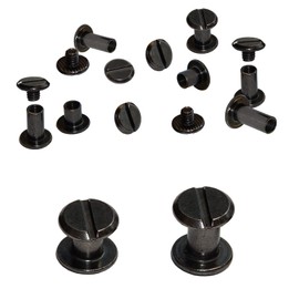 YMAISS 80 Sets Chicago Screws 2 Size 1/4,3/8in Post Bookbinding Binding Button Rivets Belt Leather Photo Albums Round Flat Head, Gunmetal Black