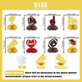 8Pcs Football 1st Birthday Honeycomb Centerpieces Baby Shower Rookie of the Year Table Decorations for 1st Year Down Birthday Party Decorations Supplies