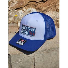 Richardson 112 Reagan Bush 84 3D patch hat On a Brand NEW Richardson 112 Trucker TRUMP FIGHT