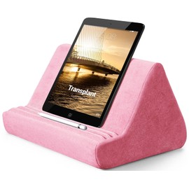 Soft Tablet Stand Pillow with Pocket,Tablet Cushion Stand,Adjustable 3 Viewing Angle,Lazy Holder Stand for Bed Sofa,Compatible with iPads Tablets eReaders Smartphones Books Magazines（Pink）…