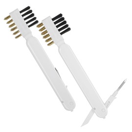 Ouligay Kitchen Scrub Brush with Stiff Bristles & Cooktop Scraper Deep Gas Stove Brass Wire Brushes 2pcs Stove Cleaning Brush for Range Hood Grease Grime