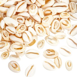 SUNNYCLUE 100Pcs 2 Styles Small Cowrie Shell Beads Sea Shell Bead Summer Natural Oval Smooth Seashell Ocean Beach Animal Spacer Beads for Jewellery Making Charms Lanyards Adorning Hair Locks DIY Craft