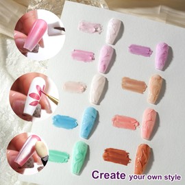 U-Shinein Gradient Painting Gel, 9 Bright Colors Ombre Gel Nail Polish Pink Blue 3D Nail Sculpting Gel Effect for Pigment Pat French Manicure Soak Off UV DIY Nail Art Home Salon Sweet Dream