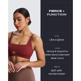 Aoxjox Women's Workout Ellie Sports Bra Cutout Training Fitness Running Yoga Crop Tank (Burgundy, Medium)