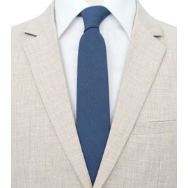 BELLUNO Men's Skinny Ties, Cotton Linen Blend 2.5 inch Slim Neckties, Steel Blue Tie