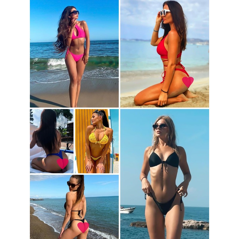 RELLECIGA Braguita de bikini tipo tanga con lazo lateral para