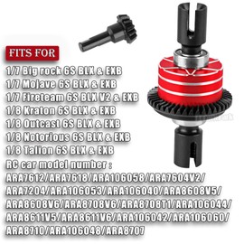 BRCatWPark RC 43T Differential & 10T Main Gear Upgrades Part for 1/7 Big Rock/Mojave/Fireteam V2 6S BLX,1/8 Kraton/Outcast/Notorious Talion 6S BLX & EXB,Replace ARA310990,#ARA310979,Red