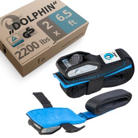 valonic Dolphin - tie Down Straps - 2 Pack, 6.5 ft x 1 inch, 2200 lbs, Protection pad, TÜV Rheinl. Certified, Protection padcam Buckle - for roof Rack, Surfboard, Kayak, Boat and Bike, Black