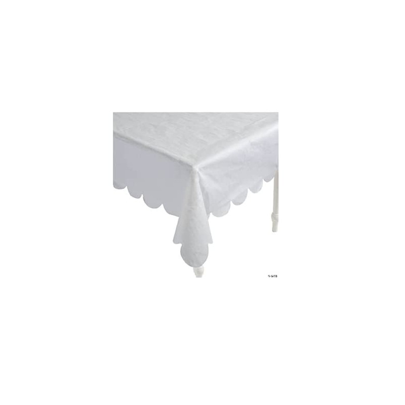 Elegant White Scalloped Paper Table Cover (137cm x 274cm) -