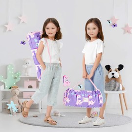 KingCheer Toddler Nap Mat with Pillow and Blanket,Extra Large Napping Mats,Slumber Bags for Boys and Girls Sleeping Bag for Preschool Daycare Camping Traveling(Purple Dinosaur)