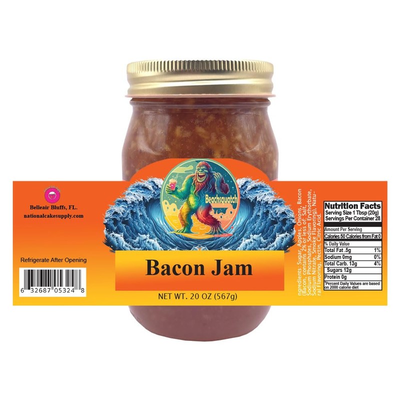 Beachsquatch Bacon (Classic, Jalapeno, Maple) Jams, 20 ounce jars -