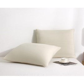 Arianaut Beige Pillow Cases Set of 2 Brushed Microfiber Soft Cooling King Size Pillow Cases Set of 2 Light Weight Hypoallergenic Pillow Cases with Envelope Closure 20x30 Inches Beige